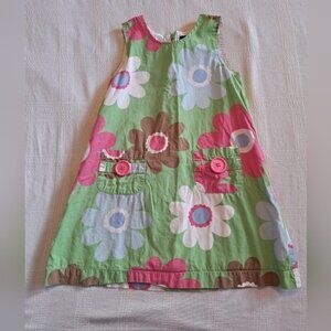 Mini Boden girls 4-5 years green floral dress, back zipper, fully lined